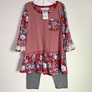 Bonnie‎ Jean Ruffle Top & Leggings Set Floral Little Girls Toddler Size 4T NEW